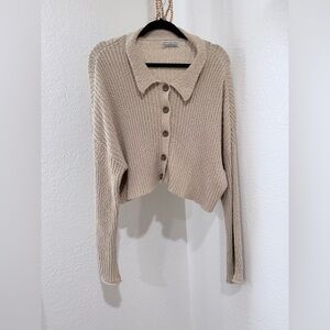 Urban Outfitters Simona Tan Ribbed Knit Sweater